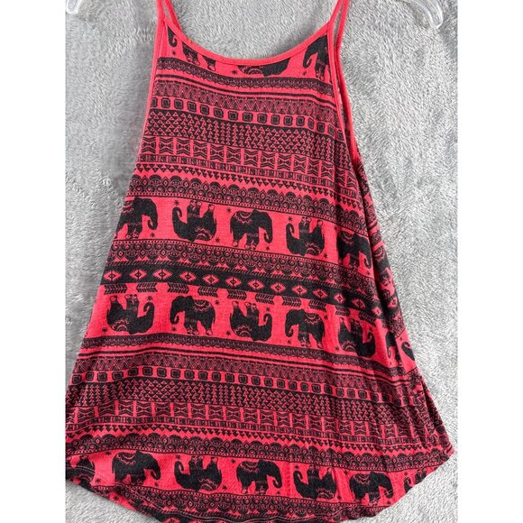 Rue21 Womans XS Red & Black Elephant Print Sleeveless Tank Top Lightweight - Picture 6 of 7